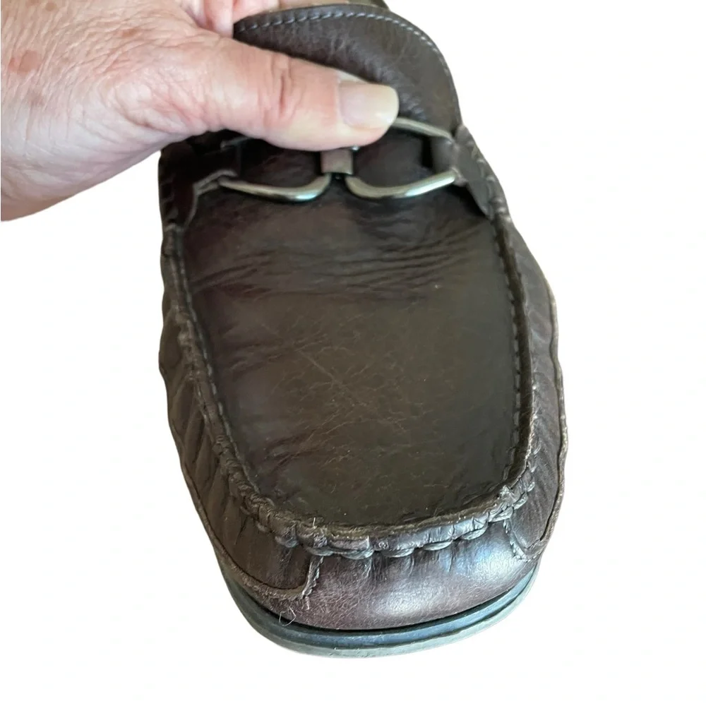 BUCCI HORSEBIT LOAFERS Size 9.5 Dark Brown with Silver Hardware